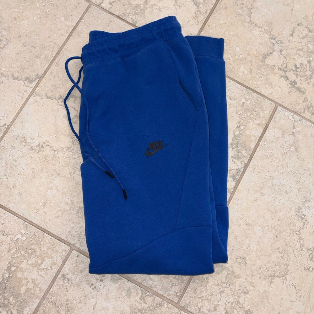 Nike Tech Fleece Pants Mens Large Royal Blue Jogger Sweatpants 805162-480 Holes